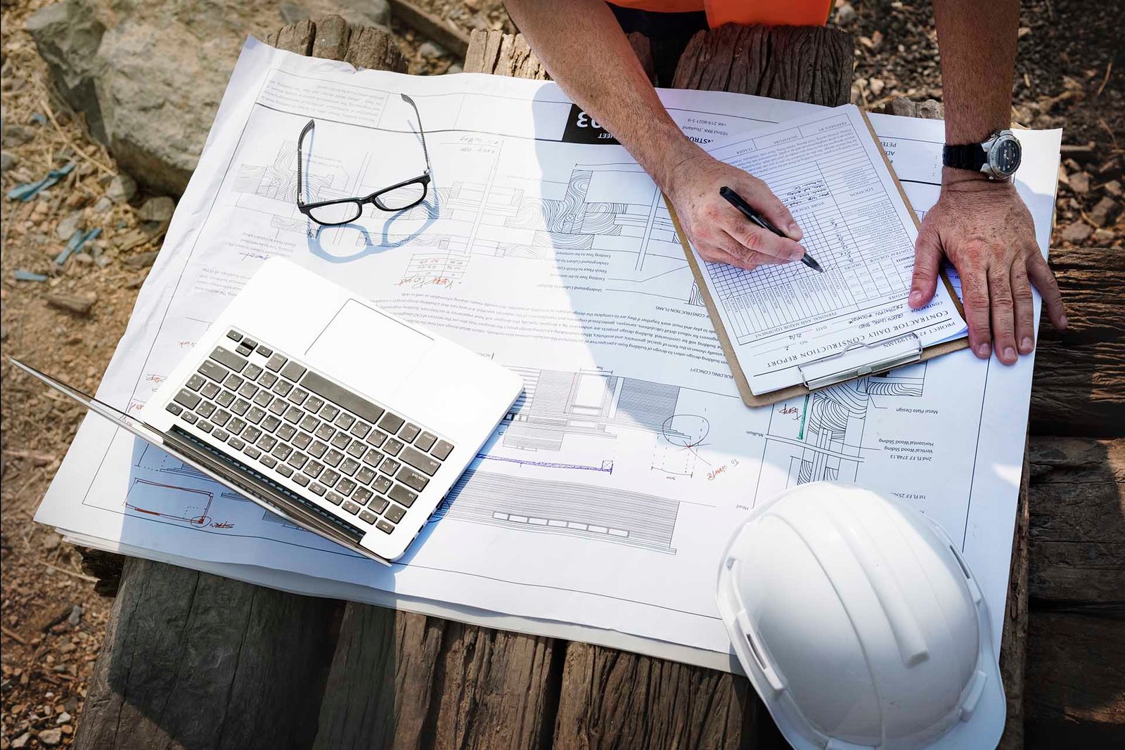 Site engineer on a construction site